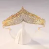 Saç klipleri itacazzo gelin şapkası altın renkli kadın moda düğün taç doğum günü tiaras