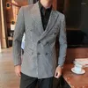 メンズトラックスーツジャケットパンツファッションハンドトゥースメンスーツダブル胸肉の結婚式の服タキシードヴィンテージファインフィットドレス