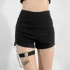 Women's Shorts Biyaby Streetwear Chain Skinny Goth Women 2024 Summer Zipper High Waist Woman Harajuku Y2K Bandage Short Pants