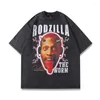 Damskie koszulki żaba moda moda vintage luźna grafika do koszykówki retro mycie Summer the Worm Dennis Rodman Oversizeum T-shirt T-shirt