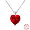 Pendentifs Réel 925 argent cristaux originaux d'autriche coeur pendentif colliers pour femmes amis Collares amoureux saint valentin 2024