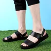 Sandálias masculinas de verão, couro genuíno, luxo, praia, sapatos masculinos, respiráveis, calçados casuais