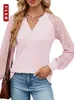 ULXH t-shirts élégants pour femmes à manches longues décontracté mode coréenne t-shirts veste solide lâche col en V printemps été hauts 240125