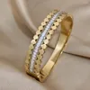 Bangel Luxus Charme Edelstahlarmband für Frauen Modedesign Zirkon geschichtetes Manschetten -Match Freundschaft Schmuck Schmuck