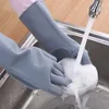 Disposable Gloves Dishwashing Silicone Kitchen Magic Cleaning Rubber Dish Washing Home Sponge Scrubber Tool