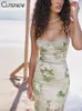 Vestidos casuais bonito feminino flor impresso maxi vestido renda elegante espaguete cinta backless seda robe magro retro vestidos 2024
