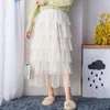 Skirts Cute Mesh Super Layers Cake Skirt Celebrity Women's Fairy Style Maxi Pleated 2024 Spring Long Tutu