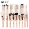 BEILI Pink Makeup Brushes High Quality Powder Foundation Blush Eyeshadow Make Up Brush Set Natural Hair 240124