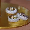 Klusterringar unice real 18k solid vit guld au750 smycken halv cirkel runda naturliga diamanter 0,80s full himmel stjärna för kvinnor