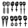 Orecchini per borchie WKOUD 1-6 Coppias Black Cross Cross Blade in acciaio inossidabile Set di orecchini a pendente set da uomo e donna Piercing