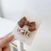 Hair Accessories Korean Bow Baby Girl Clip Cute Princess Hairpin For Kids Cartoon Print Bowknot Plaid Bang Side Clips Headwear