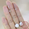 Kolczyki Dangle S925 Sterling Silver Pearl Women's Long 2024 Earbuds Circle Tassels Hipoalergenic Jewelry