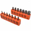 14 pçs conjunto de chave de fenda torx com tira de armazenamento s2 liga de aço 25mm longo bit seis estrela cabeça lote chave de fenda ferramentas manuais 1/4 ad