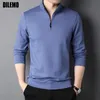 Polo di lusso con cerniera di marca di moda di alta qualità da uomo casual tinta unita coreano tinta unita manica lunga top abbigliamento da uomo 240129