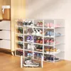 6pcs/Set Fold double door frame Plastic Shoes Case Transparent Drawer Case Plastic Shoe Boxes Stackable Box Shoe Organizer 240131