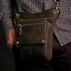 Crazy Horse Leather men Multi-function Design Small Messenger Bag Fashion Travel Belt Waist Pack Drop Leg Bag Pouch Male 211-4-d 240118