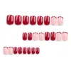 False Nails Short Round Fashion French Cartoon Graffiti Nail Tips Glitter Sequins Full Cover Fake For DIY