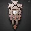 Wall Clocks Vintage Home Decorative Bird Clock Hanging Wood Cuckoo Living Room Pendulum Craft Art For House (brow