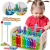 Montessori Wooden Hammering Pounding Toy for 12 Months Kids Building Blocks Hammer Maze Musical Instruments Xylophone 240124