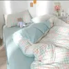 Euro nórdico azul sólido casa conjunto de cama simples capa edredão macio com folha consolador capas fronhas roupa cama 240131