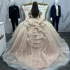 어깨 구슬로 섹시한 어깨 구슬 Quinceanera 드레스 볼 가운 아플리케 레이스 구슬 Tull Sweet 15 vestidos de xv anos