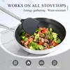 Kochgeschirrsets Vinchef Edelstahl -Wok -Pfanne mit Glasdeckel 12 Zoll Nicht -Stick -Bratbraten -Induktion kompatibel und Schüssel Waschmaschine sicher