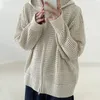 Suéter masculino vazado de malha, cardigã com capuz, manga comprida, proteção solar, versão coreana, design tendência, suéter