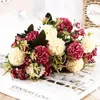 Decorative Flowers Pearl Ball Chrysanthemum Artificial Bouquet Home Decor Pure Handmade Simulated Silk Flower Plant Wedding