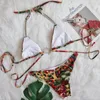 Kadın Mayo Para Praia Floral Kadın Mayo 2024 Lüks Bandage Rhinestone Bikini Kadınlar Tanga Push Up set Mayo Takım