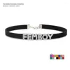 Choker Custom Letters FEMBOY Necklace Men Women DIY Customized Name Collar Suede Leather Cosplay Chocker Personalized Jewelry