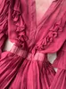 Sukienki swobodne Kobiety Spring Autumn Sukienka 2024 Cake o średniej długości wełniany wełniany rękaw z dzianiny Temperament D2172