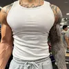 Erkek tank üstleri spor salonu kolsuz yelek egzersiz üst seksi erkekler vücut geliştirme sıkı singlet fitness kas adam spor sweatshirt mock boyun giysileri