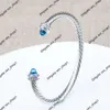 Pulsera de joyería de diseñador Marca de moda Davidss Pulsera de 5 mm Cordón trenzado abierto popular con estilo de diamante de imitación