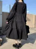 QWEEKゴシックスタイルのドレス女性ハラジュクゴシックロリータゴスカワイイドレスパンクかわいい長袖ブラックミディドレスエモ特大240119