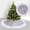 Decorazioni natalizie Gonna per albero in peluche grigio bianco Velluto Allegro Stampa di lettere cucite colorate Facile per