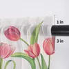 Curtain Tulips Mother'S Day Flowers Bedroom Voile Short Window Chiffon Curtains For Kitchen Home Decor Small Tulle Drapes