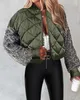 Vestes d'hiver pour femmes 2024 Contraste Sequin Puffer Zipper Design Baseball Collier Casual Quotidien Manches Longues Outwear Streetwear