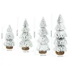 Juldekorationer Mini Tree Ornaments Snow Pine 2024 för Hem Desktop Xmas Navidad Year Gift DIY Hantverk