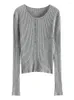Женские свитера ziqiao, облегающие универсальные шерстяные вязаные рубашки с длинными рукавами, осень 2024, белые свободные повседневные женские топы с подкладкой
