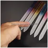 Filer Colorf Glass Nail Drable Crystal File Buffer Care Nails Art Tool för 9cm 14 cm Manicure UV Polish DBC Drop Delivery Home Garde DHXJ8