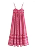 Casual Dresses Embroidery Knitted Maxi Dress Women Sleeveless Spaghetti Strap Long Pleated Summer Beach A-line Square Collar Vestidos