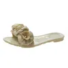 Sandali con ciabatte da donna in gomma decorata con fiori Sandali da spiaggia casual alla moda colorati con gelatina di camelia