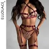 Ellolace Sensual Lingerie Open Bra Kit Push Up Uncensored Fancy Exotic Sets HeartShaped Embroidery Fairy Beautiful Underwear 240202