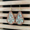 Boucles d'oreilles pendantes, bijoux occidentaux américains, tête de vache, tournesol, liège, cuir, bois, goutte d'eau, cadeau pour femmes