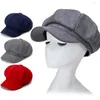 Bérets 2024 Style britannique Casquette octogonale en laine pour femmes à large bord béret chapeau Vintage hommes décontracté Sboy bonnets Gorras