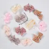 Hårtillbehör 12st/Set Grosgrain Ribbon Mini Bows med klipp för flickor Hårnålar Boutique Barrettes Headwear Söta barn