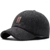 ボールキャップメンズ野球帽子ウールニット冬の耳のカバー濃厚な暖かい帽子をかぶった暖かい帽子スポーツゴルフスナップバック