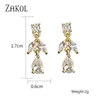 Dangle Oorbellen ZAKOL Eenvoudige Waterdruppel Voor Vrouwen Glanzend Zirconia Blad Earrng Mode Bruids Bruiloft Sieraden EP2974