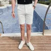 Men's Shorts High Quality Summer Fashion Business Casual White Stretch Men Office Pants British Straight Simple Everything Menswear