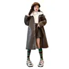 Jackor Girls 'Mid Length Leather Jacket 2024 Autumn/Winter Plush and Thick Korean Version Coat